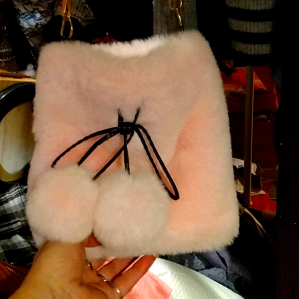 Pink fur purse